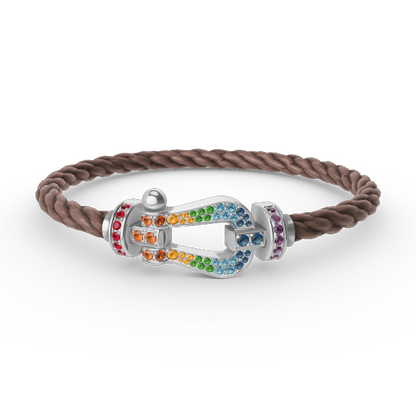 [⭐Haelin Jewelry]FORC LARGE HORSESHOE  COLORED DIAMOND BRACELET SILVER