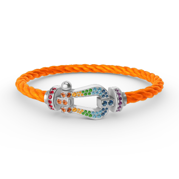 [⭐Haelin Jewelry]FORC LARGE HORSESHOE  COLORED DIAMOND BRACELET SILVER
