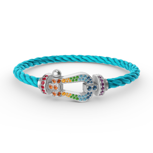 [⭐Haelin Jewelry]FORC LARGE HORSESHOE  COLORED DIAMOND BRACELET SILVER