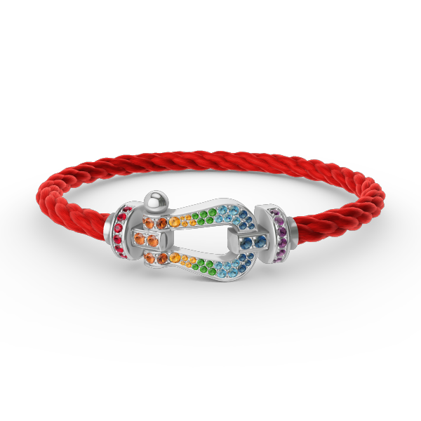 [⭐Haelin Jewelry]FORC LARGE HORSESHOE  COLORED DIAMOND BRACELET SILVER