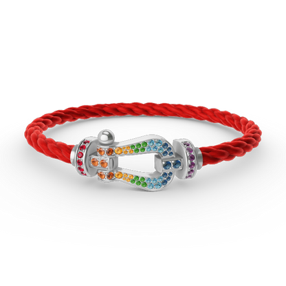 [⭐Haelin Jewelry]FORC LARGE HORSESHOE  COLORED DIAMOND BRACELET SILVER