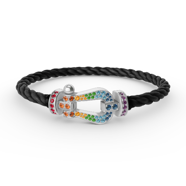 [⭐Haelin Jewelry]FORC LARGE HORSESHOE  COLORED DIAMOND BRACELET SILVER