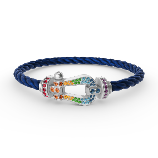 [⭐Haelin Jewelry]FORC LARGE HORSESHOE  COLORED DIAMOND BRACELET SILVER
