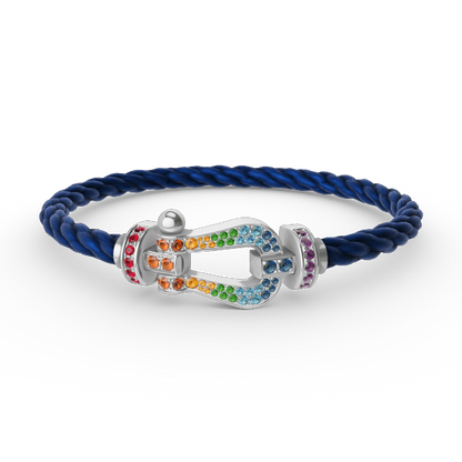 [⭐Haelin Jewelry]FORC LARGE HORSESHOE  COLORED DIAMOND BRACELET SILVER