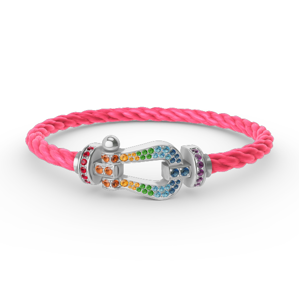 [⭐Haelin Jewelry]FORC LARGE HORSESHOE  COLORED DIAMOND BRACELET SILVER