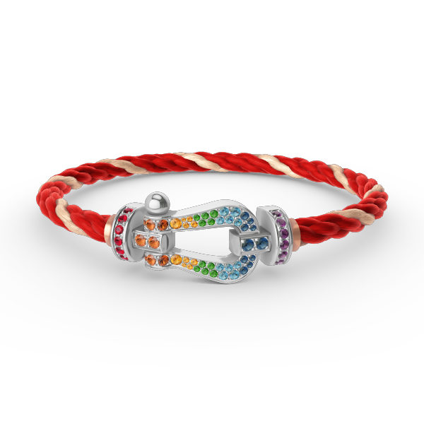[⭐Haelin Jewelry]FORC LARGE HORSESHOE  COLORED DIAMOND BRACELET SILVER