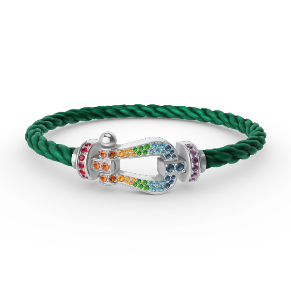 [⭐Haelin Jewelry]FORC LARGE HORSESHOE  COLORED DIAMOND BRACELET SILVER