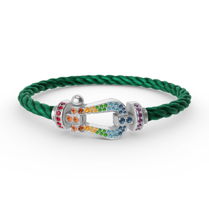 [⭐Haelin Jewelry]FORC LARGE HORSESHOE  COLORED DIAMOND BRACELET SILVER