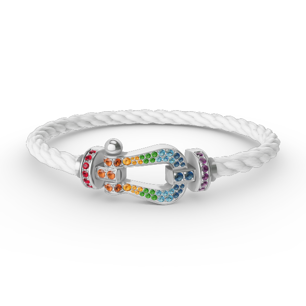 [⭐Haelin Jewelry]FORC LARGE HORSESHOE  COLORED DIAMOND BRACELET SILVER