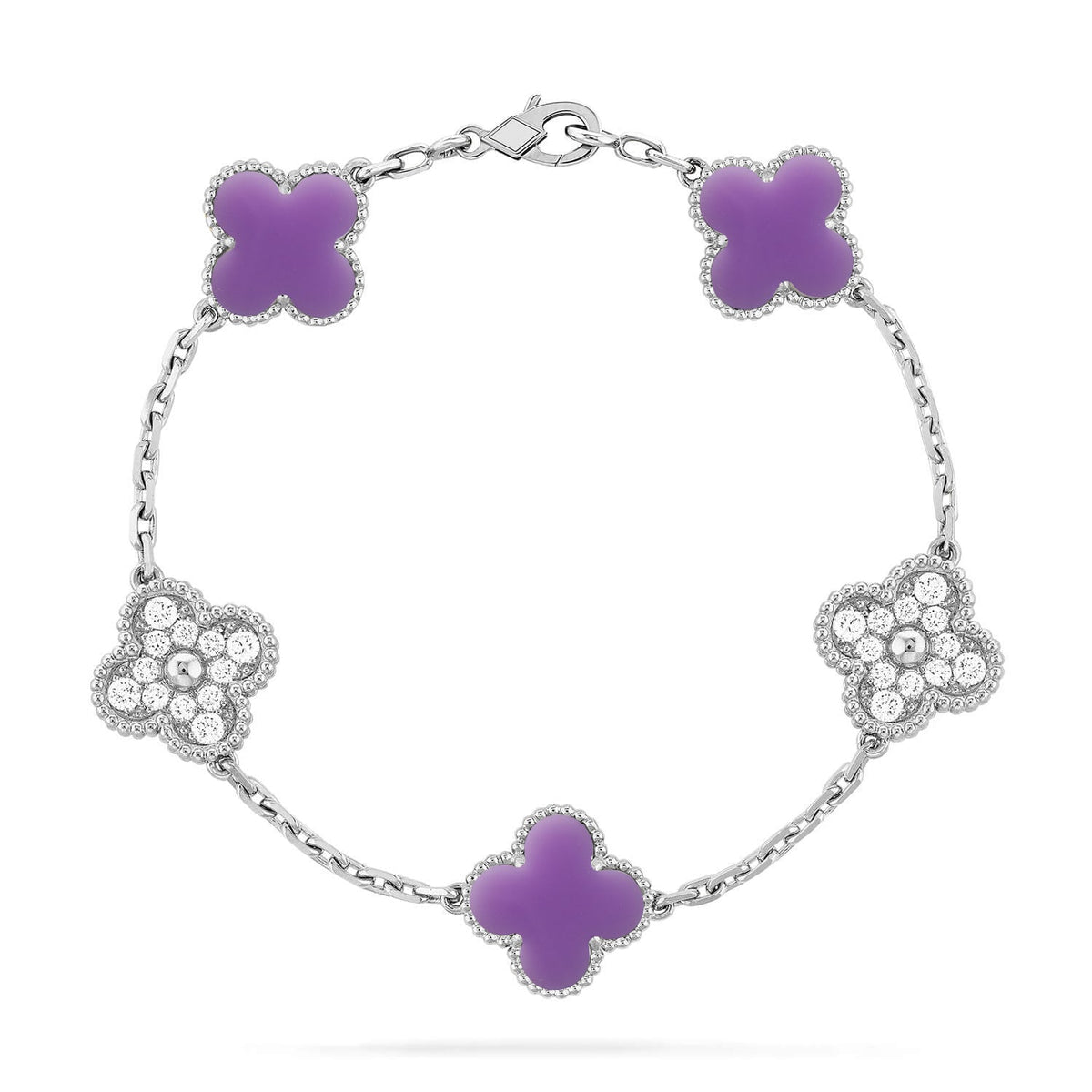 [⭐Haelin Jewelry]CLOVER 5 MOTIF LIGHT PURPLE BRACELET COLLECTION