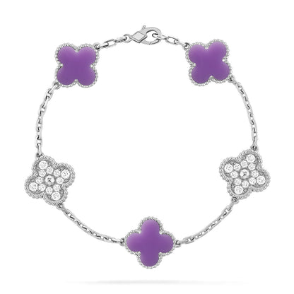 [⭐Haelin Jewelry]CLOVER 5 MOTIF LIGHT PURPLE BRACELET COLLECTION