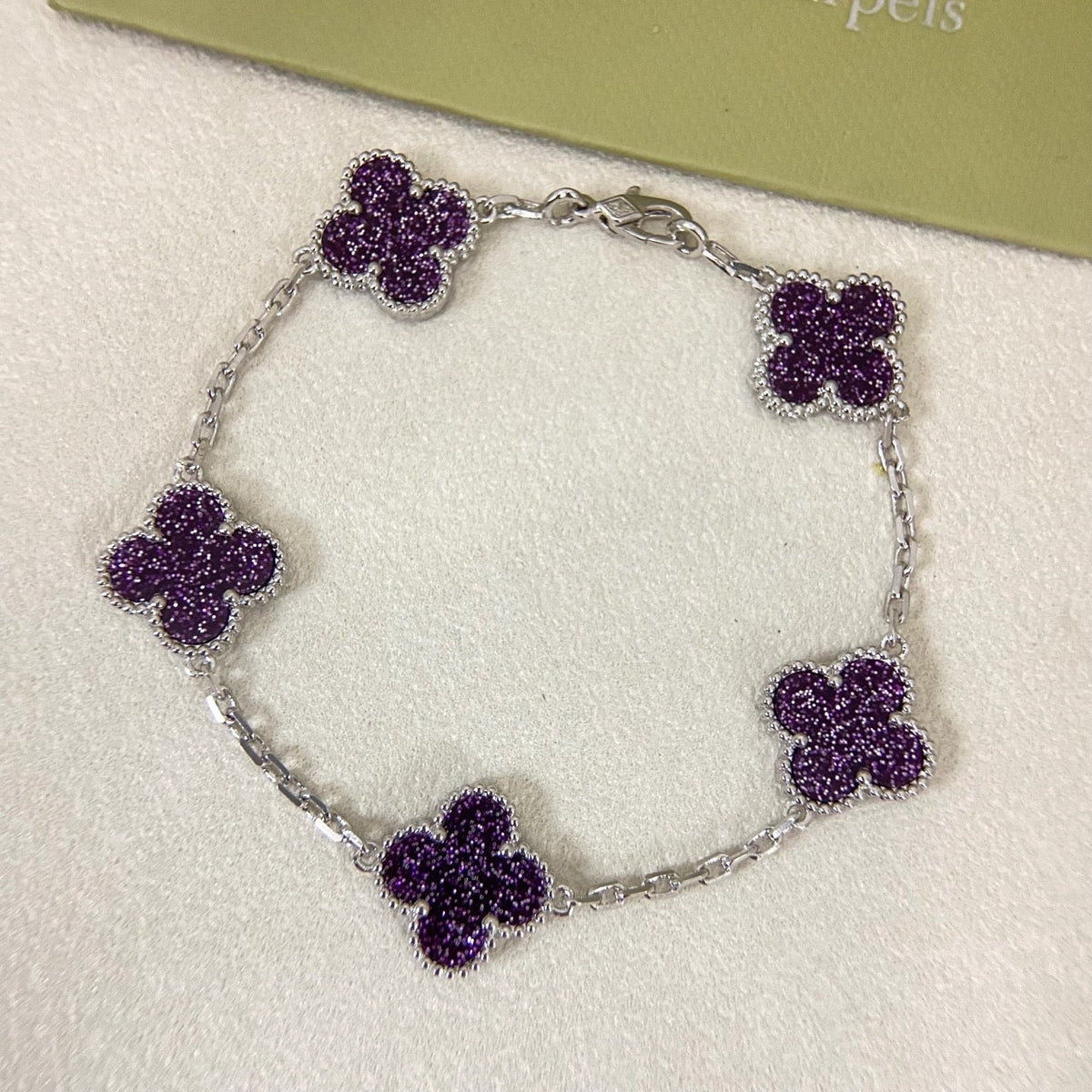 [⭐Haelin Jewelry]NEW PURPLE SAND-GOLD FOUR-LEAF CLOVER 5-FLOWER BRACELET