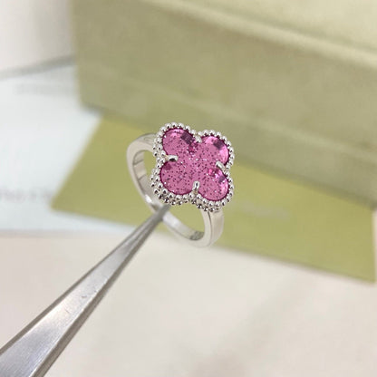 [⭐Haelin Jewelry]NEW ROSE QUARTZ FOUR-LEAF CLOVER RING