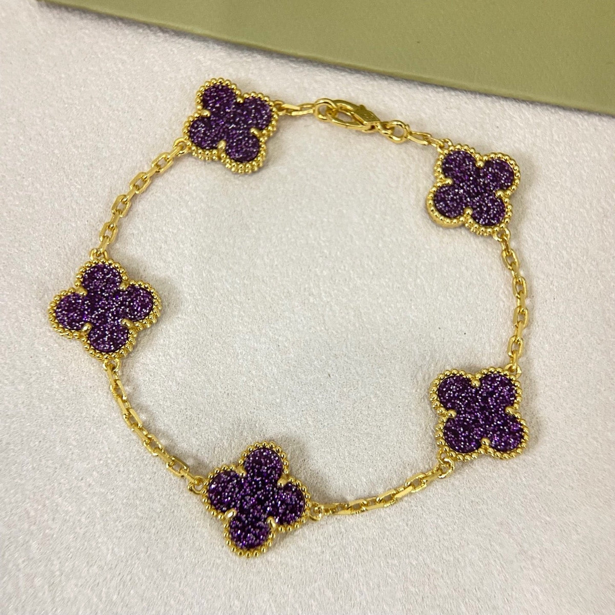 [⭐Haelin Jewelry]NEW PURPLE SAND-GOLD FOUR-LEAF CLOVER 5-FLOWER BRACELET