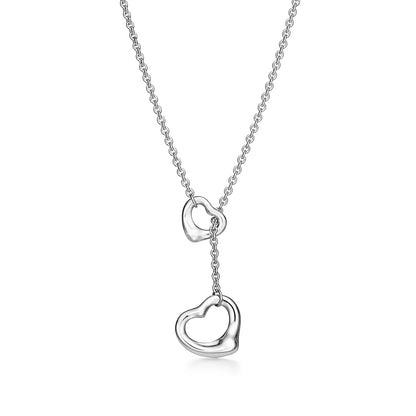 [Haelin Jewelry]OPEN HEART LARIAT NECKLACE SILVER