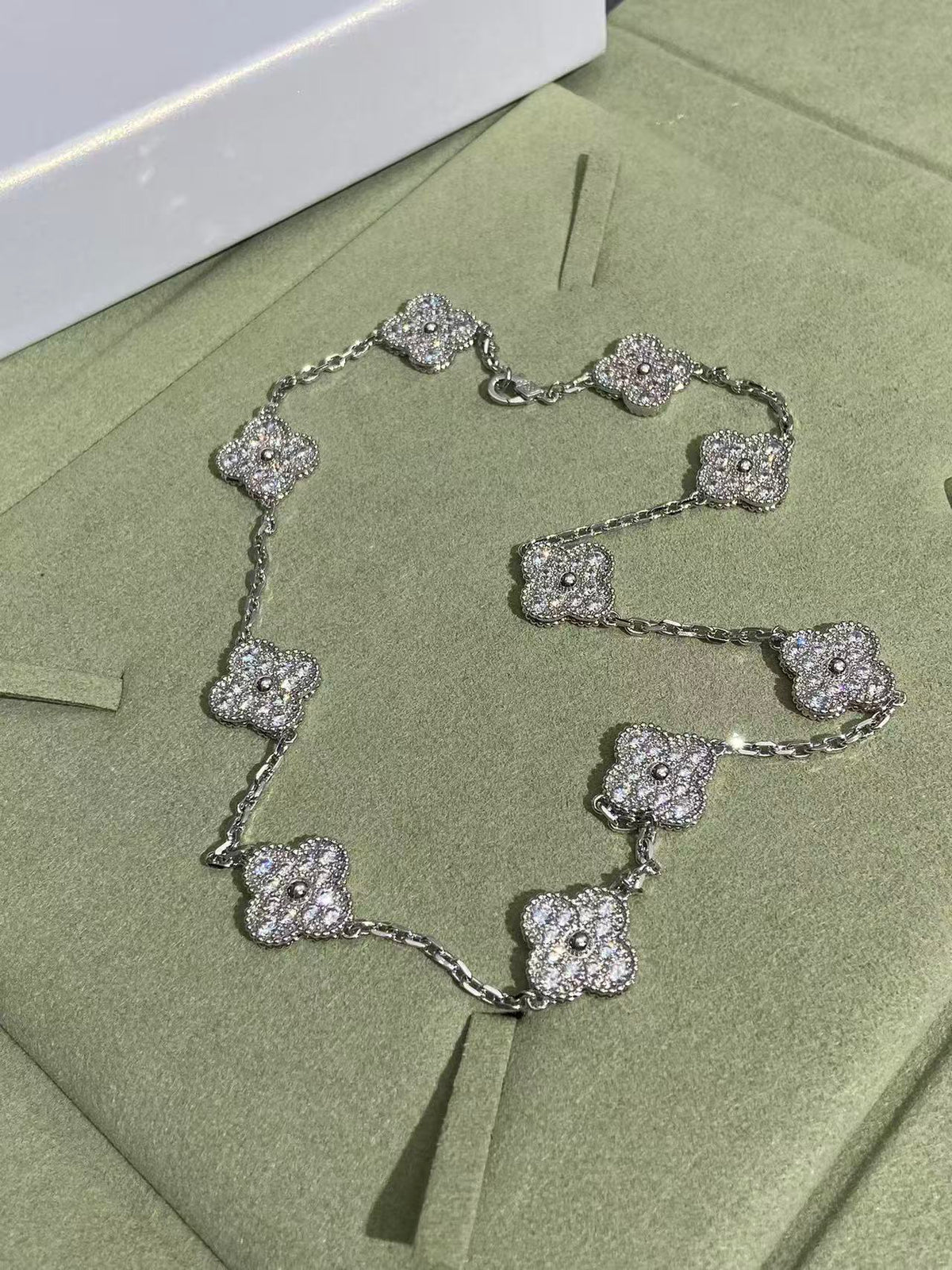 [⭐Haelin Jewelry]CLOVER 10 MOTIFS  FULL DIAMOND NECKLACE