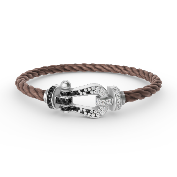 [⭐Haelin Jewelry]FORCE LARGE HORSESHOE BLACK WHITE DIAMOND BRACELET SILVER