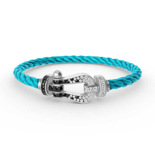 [⭐Haelin Jewelry]FORCE LARGE HORSESHOE BLACK WHITE DIAMOND BRACELET SILVER