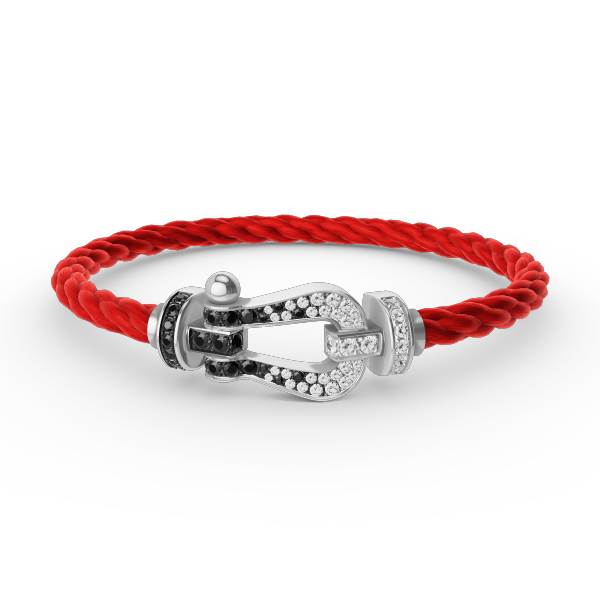 [⭐Haelin Jewelry]FORCE LARGE HORSESHOE BLACK WHITE DIAMOND BRACELET SILVER