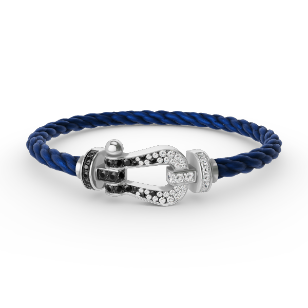 [⭐Haelin Jewelry]FORCE LARGE HORSESHOE BLACK WHITE DIAMOND BRACELET SILVER