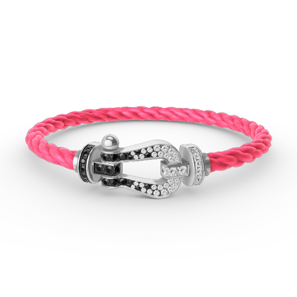 [⭐Haelin Jewelry]FORCE LARGE HORSESHOE BLACK WHITE DIAMOND BRACELET SILVER