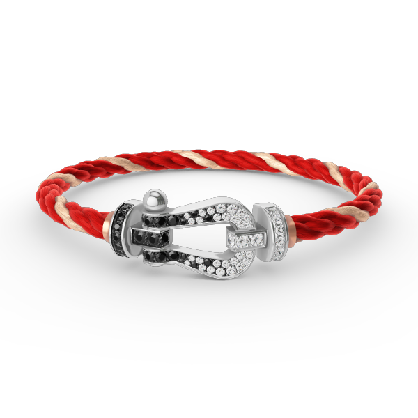 [⭐Haelin Jewelry]FORCE LARGE HORSESHOE BLACK WHITE DIAMOND BRACELET SILVER