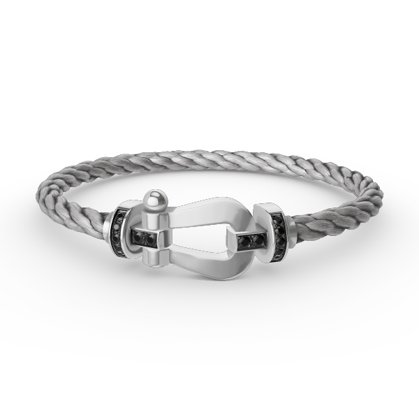 [⭐Haelin Jewelry]FORCE LARGE HORSESHOE BLACK DIAMOND BRACELET SILVER