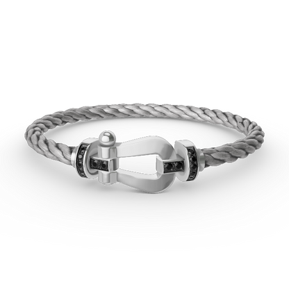 [⭐Haelin Jewelry]FORCE LARGE HORSESHOE BLACK DIAMOND BRACELET SILVER