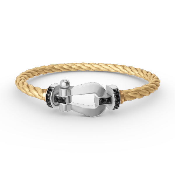 [⭐Haelin Jewelry]FORCE LARGE HORSESHOE BLACK DIAMOND BRACELET SILVER