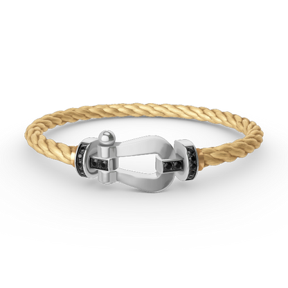 [⭐Haelin Jewelry]FORCE LARGE HORSESHOE BLACK DIAMOND BRACELET SILVER