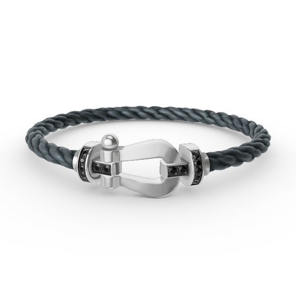[⭐Haelin Jewelry]FORCE LARGE HORSESHOE BLACK DIAMOND BRACELET SILVER