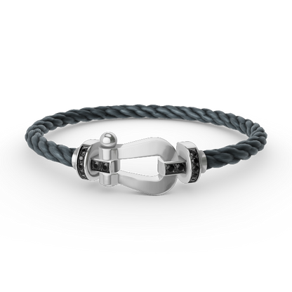 [⭐Haelin Jewelry]FORCE LARGE HORSESHOE BLACK DIAMOND BRACELET SILVER