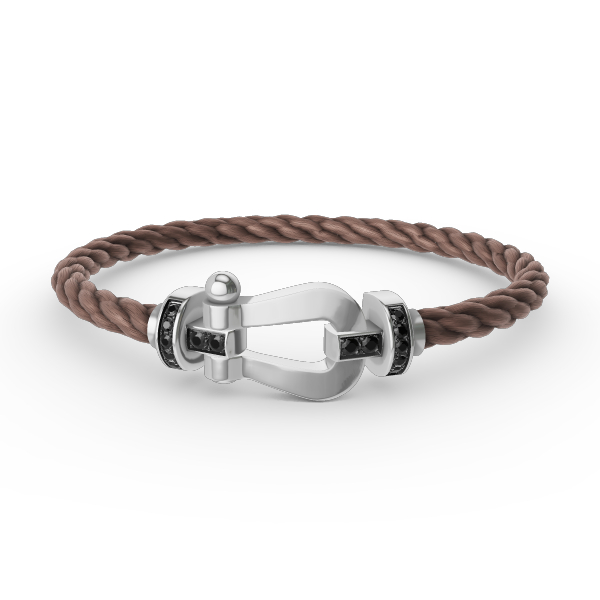 [⭐Haelin Jewelry]FORCE LARGE HORSESHOE BLACK DIAMOND BRACELET SILVER