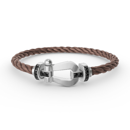 [⭐Haelin Jewelry]FORCE LARGE HORSESHOE BLACK DIAMOND BRACELET SILVER