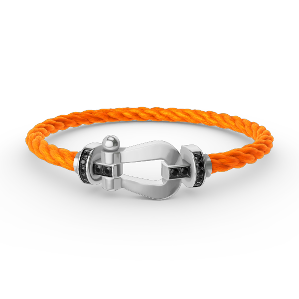 [⭐Haelin Jewelry]FORCE LARGE HORSESHOE BLACK DIAMOND BRACELET SILVER