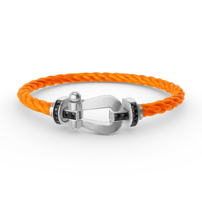 [⭐Haelin Jewelry]FORCE LARGE HORSESHOE BLACK DIAMOND BRACELET SILVER