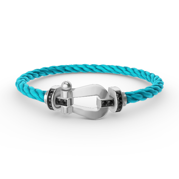 [⭐Haelin Jewelry]FORCE LARGE HORSESHOE BLACK DIAMOND BRACELET SILVER