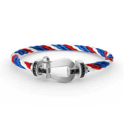 [⭐Haelin Jewelry]FORCE LARGE HORSESHOE BLACK DIAMOND BRACELET SILVER