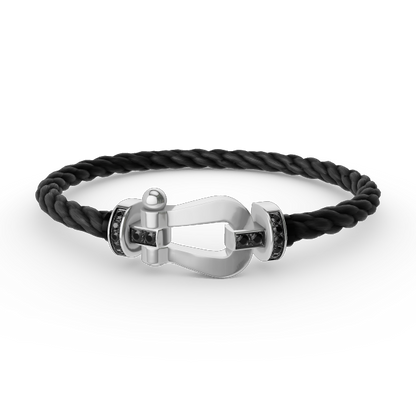 [⭐Haelin Jewelry]FORCE LARGE HORSESHOE BLACK DIAMOND BRACELET SILVER