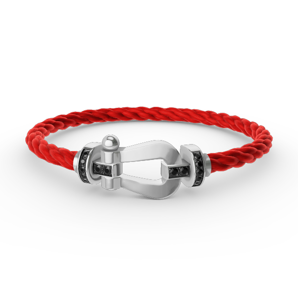 [⭐Haelin Jewelry]FORCE LARGE HORSESHOE BLACK DIAMOND BRACELET SILVER