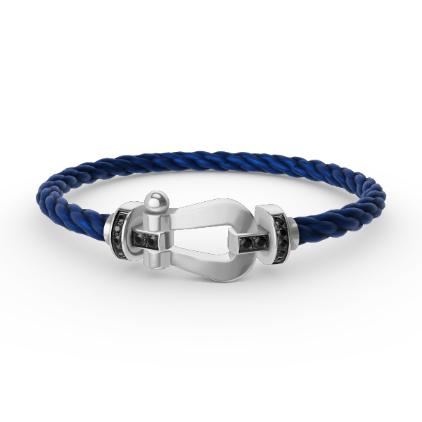 [⭐Haelin Jewelry]FORCE LARGE HORSESHOE BLACK DIAMOND BRACELET SILVER