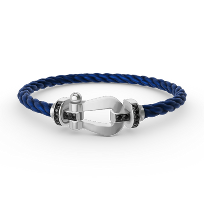 [⭐Haelin Jewelry]FORCE LARGE HORSESHOE BLACK DIAMOND BRACELET SILVER