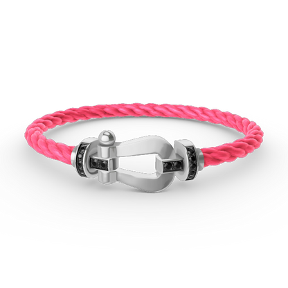 [⭐Haelin Jewelry]FORCE LARGE HORSESHOE BLACK DIAMOND BRACELET SILVER