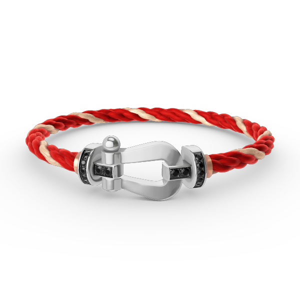 [⭐Haelin Jewelry]FORCE LARGE HORSESHOE BLACK DIAMOND BRACELET SILVER