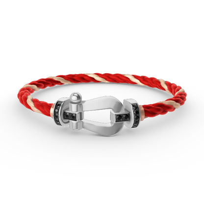 [⭐Haelin Jewelry]FORCE LARGE HORSESHOE BLACK DIAMOND BRACELET SILVER