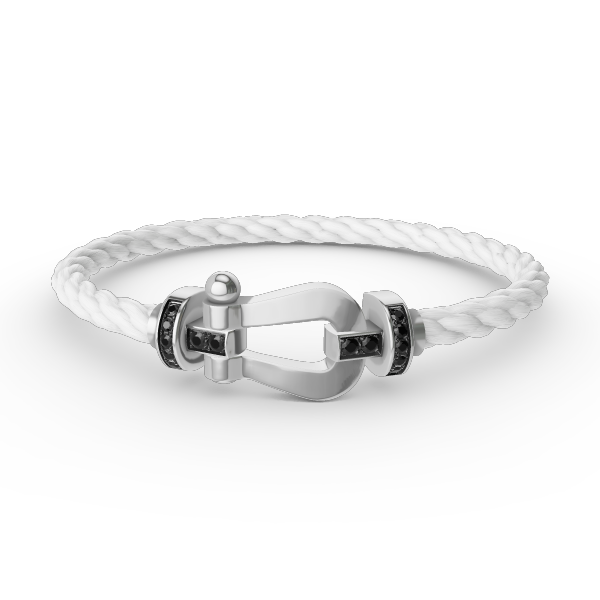 [⭐Haelin Jewelry]FORCE LARGE HORSESHOE BLACK DIAMOND BRACELET SILVER
