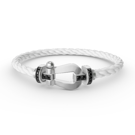 [⭐Haelin Jewelry]FORCE LARGE HORSESHOE BLACK DIAMOND BRACELET SILVER