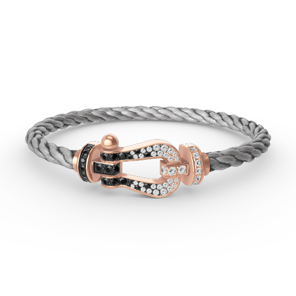 [⭐Haelin Jewelry]FORCE LARGE HORSESHOE BLACK WHITE DIAMOND BRACELET ROSE GOLD