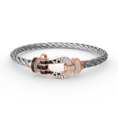 [⭐Haelin Jewelry]FORCE LARGE HORSESHOE BLACK WHITE DIAMOND BRACELET ROSE GOLD