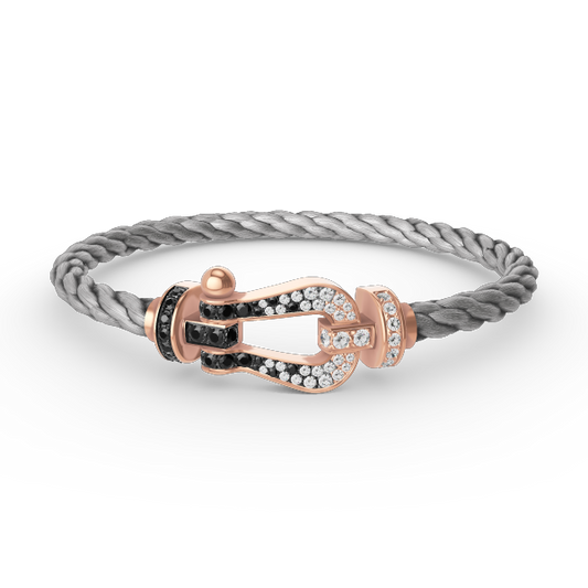 [⭐Haelin Jewelry]FORCE LARGE HORSESHOE BLACK WHITE DIAMOND BRACELET ROSE GOLD